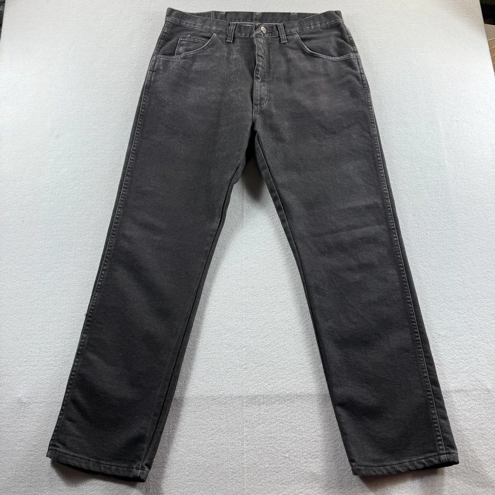 Wrangler Jeans Mens 36x29 Gray Charcoal Wash Regular Straight Denim Casual Pants